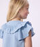 Blouse enfant en coton manches courtes unie bleu BLEU CLAIR