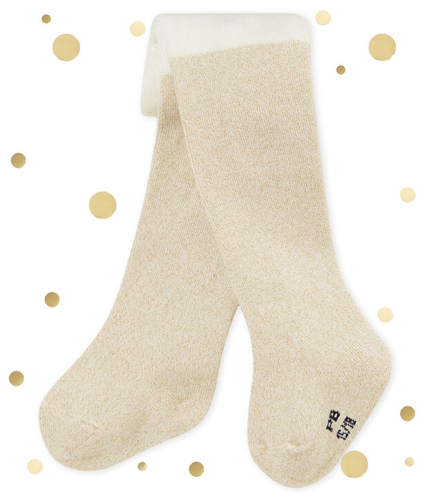 Kousenbroek met glitters voor babymeisjes wit/geel