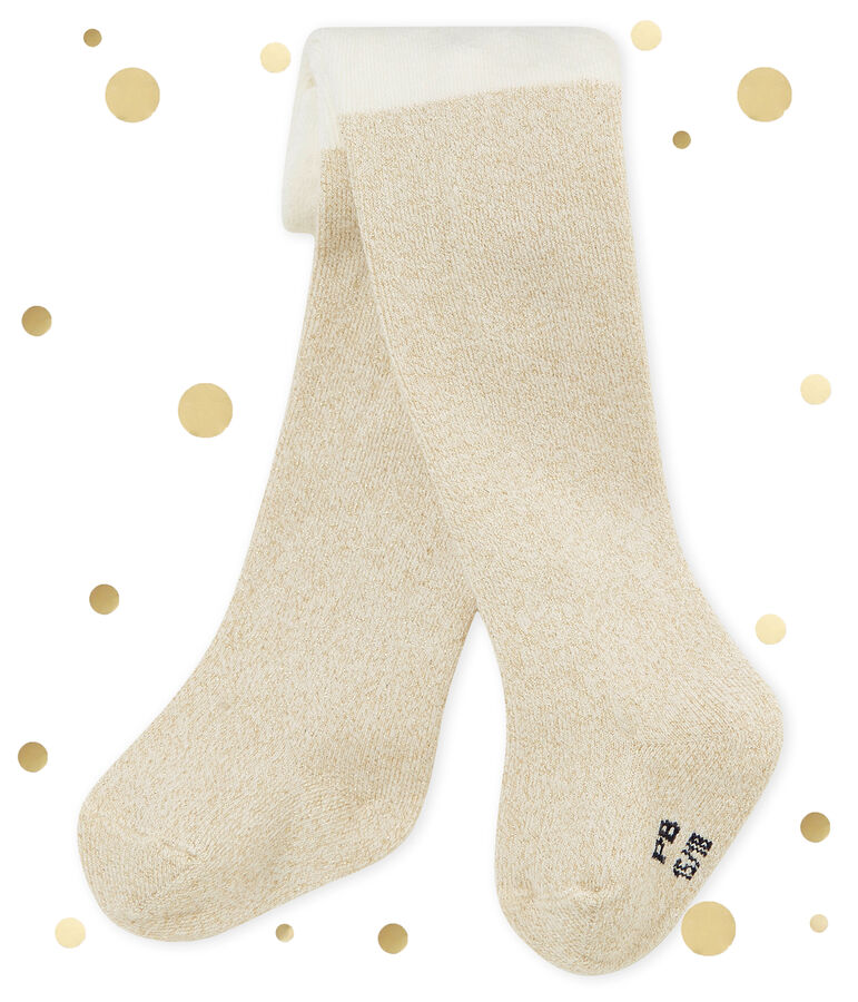 Kousenbroek met glitters voor babymeisjes wit/geel