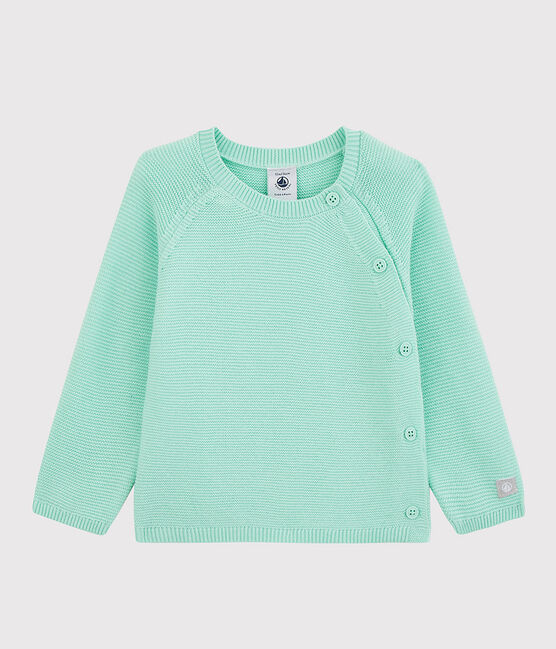 Cardigan bleu bébé en tricot de coton biologique bleu VERGLAS