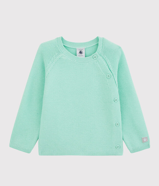 Blauwe gebreide cardigan voor baby van biologisch katoen blauw