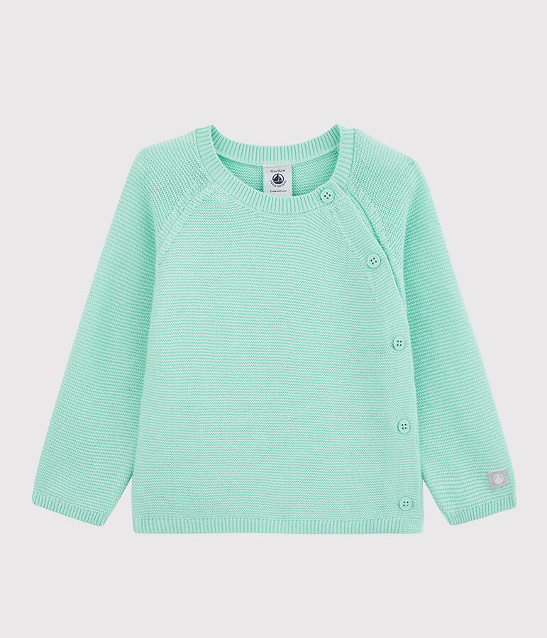 Blauwe gebreide cardigan voor baby van biologisch katoen blauw