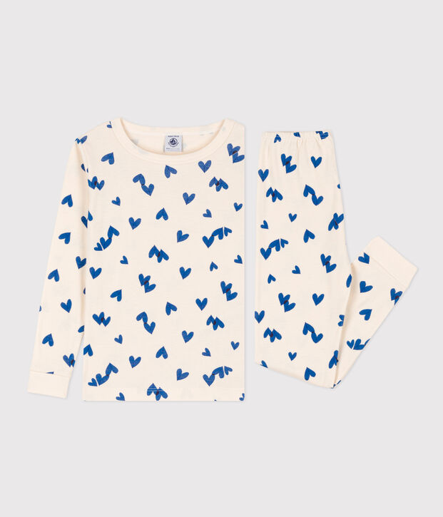 Aansluitende pyjama van katoen voor meisjes ecru/multicouleur