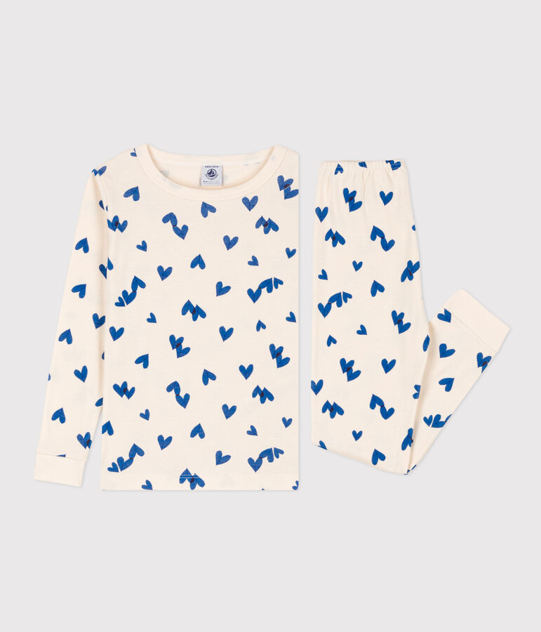 Pyjama ajust&eacute; petite fille en coton blanc AVALANCHE/ MULTICO