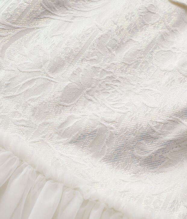 Robe c&eacute;r&eacute;monie en jacquard et tulle enfant fille blanc