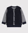 Omkeerbare cardigan babyjongen blauw SMOKING/wit MARSHMALLOW