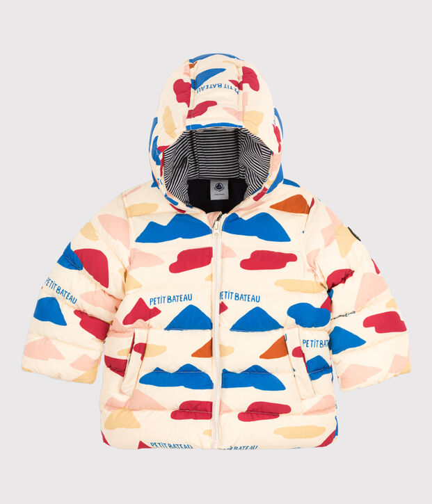 Gerecycleerde donsjas met print voor baby's ecru/multicouleur
