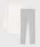 Meisjesnachthemd met legging en sterren in tubic wit MARSHMALLOW/grijs ARGENT