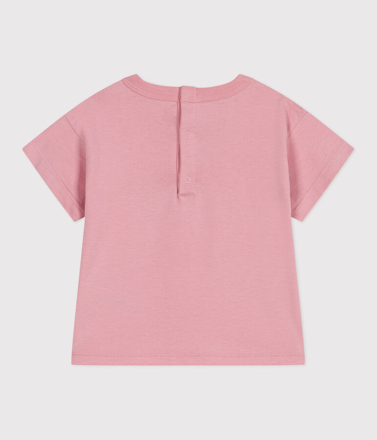 T-shirt b&eacute;b&eacute; en coton &agrave; manches courtes uni rose