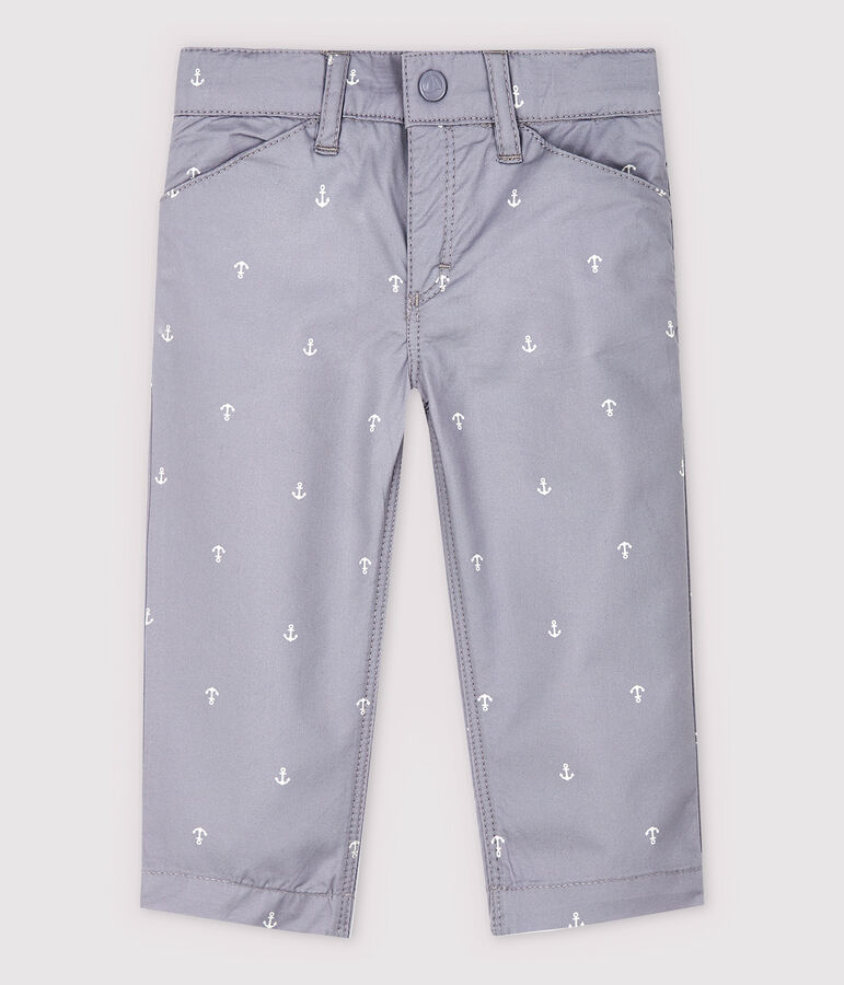 Pantalon en twill en brod&eacute; b&eacute;b&eacute; gar&ccedil;on gris