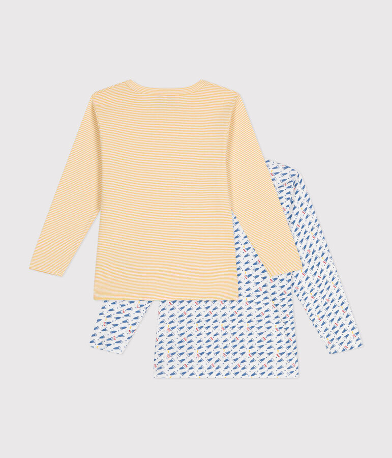Setje met 2 katoenen T-shirts met lange mouw en raketjesprint voor kinderen multicouleur