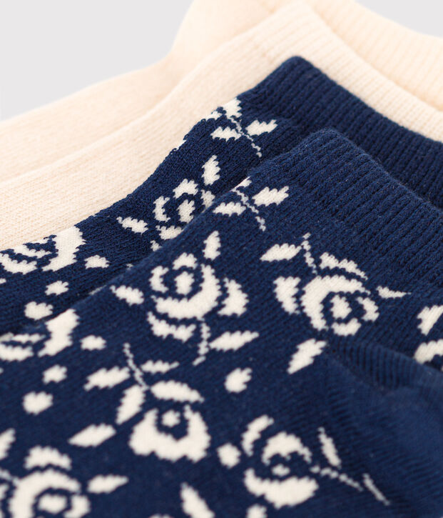 2 paires de chaussettes en coton fleurs enfant multicouleur