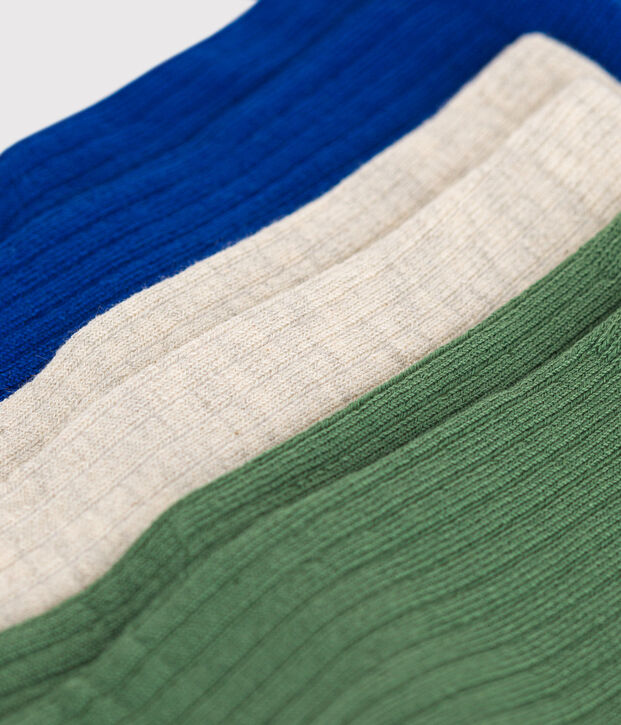 3 paires de chaussettes en coton unies enfant multicouleur