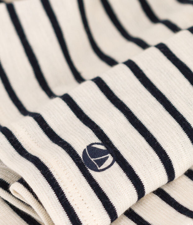 T-shirt met lange mouwen uit gevlamde jerseystof voor meisjes ecru/blauw