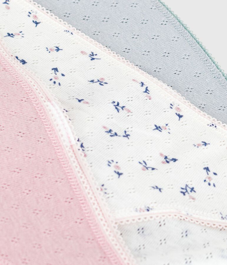 Setje met 3 damesslips van opengewerkt katoen multicouleur