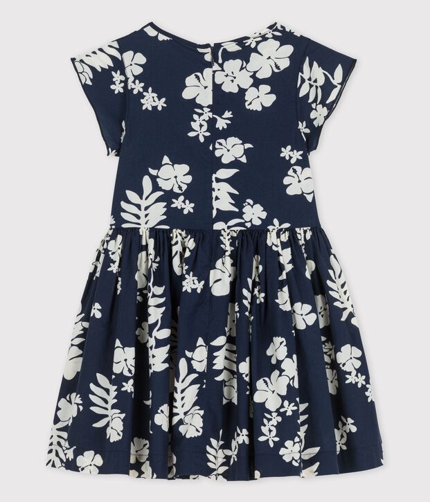 Jurk met korte mouwen van popeline voor meisjes blauw/wit