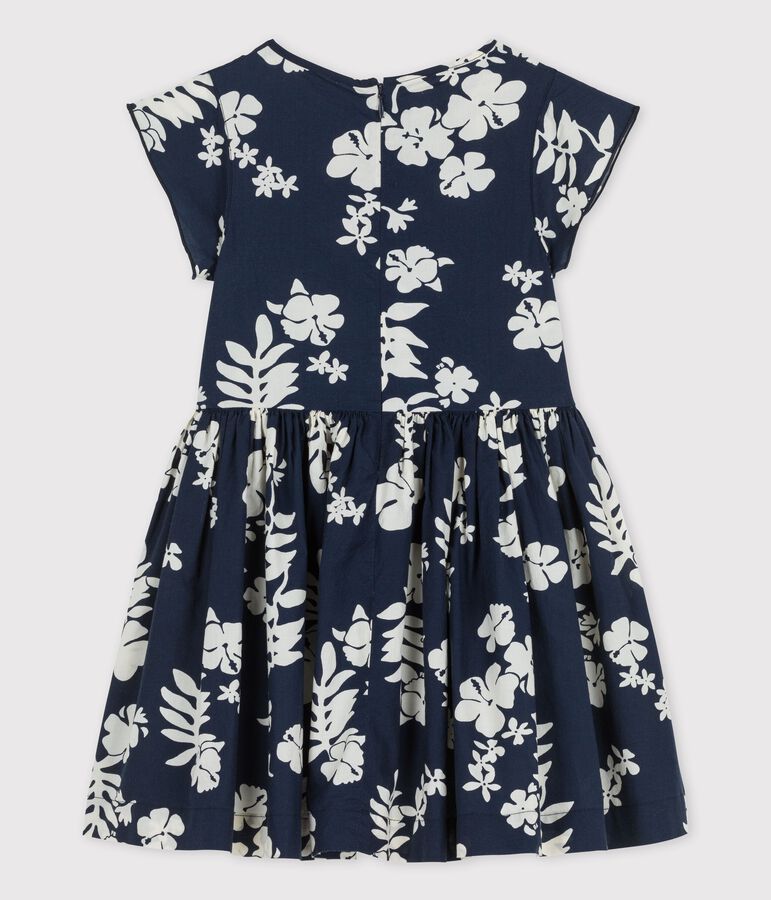 Jurk met korte mouwen van popeline voor meisjes blauw/wit