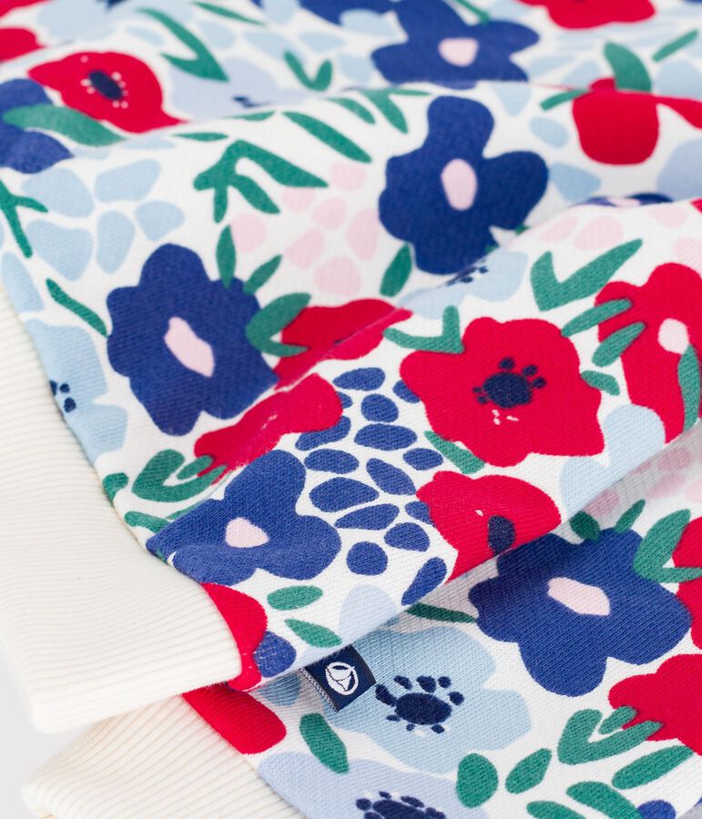 Sweatshirt &agrave; capuche b&eacute;b&eacute; en coton imprim&eacute; fleurs blanc/multicouleur