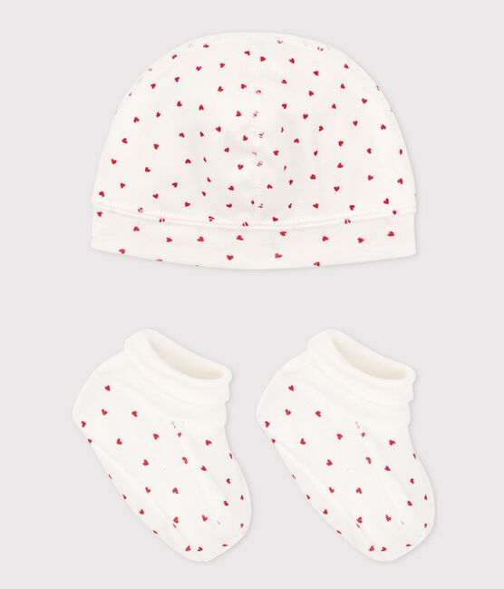 Set met muts en sokjes met hartjesprint voor baby's variante 1