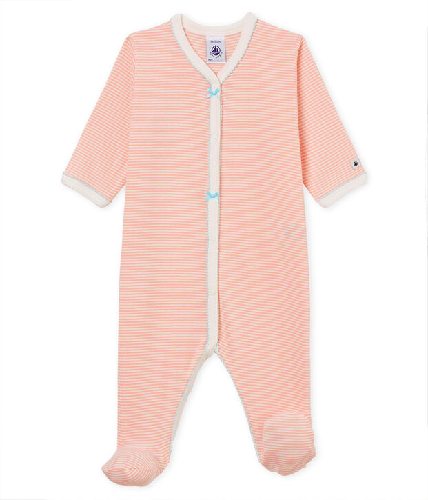 Pyjama van ribstof voor babymeisjes roze/wit