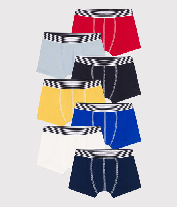 Set van 7 effen boxershorts voor jongens in katoen multicouleur