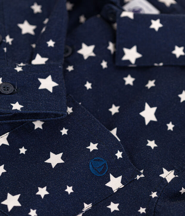 Flanellen hemd voor jongens blauw/wit