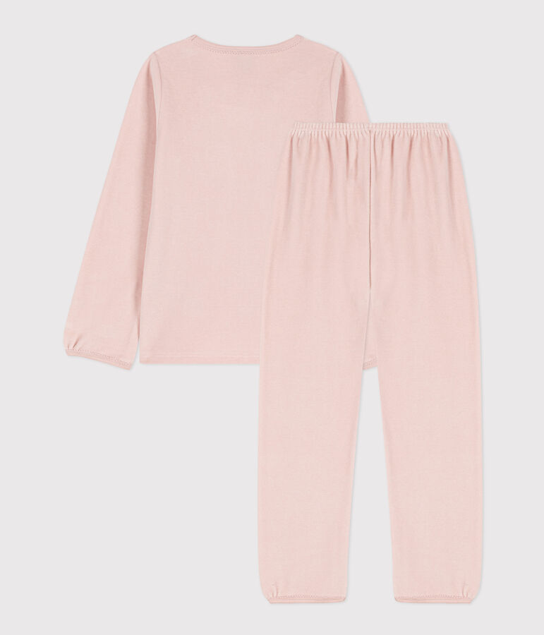 Pyjama petite fille en velours rose