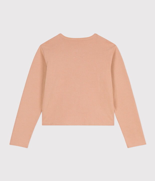 Damescardigan van dik katoen met drukknopen beige