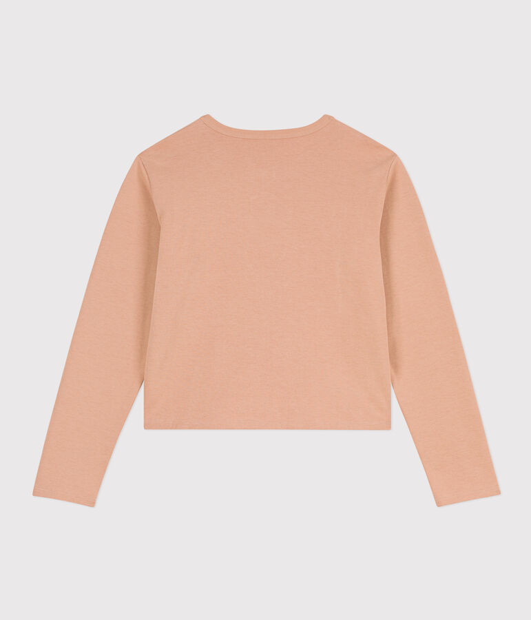 Damescardigan van dik katoen met drukknopen beige