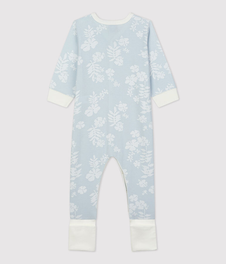Babyslaapzak met Hawa&iuml;-print en met afneembare voetjes in katoen blauw/wit
