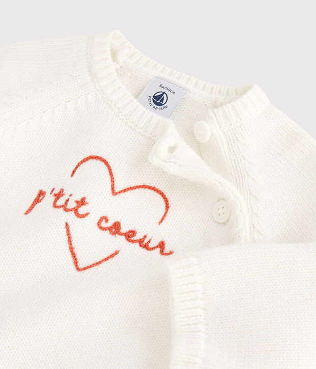 Tweedelige babyset van wol en katoen wit
