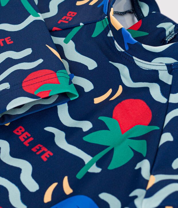 T-shirt met print en uv-bescherming voor baby's blauw/multicouleur