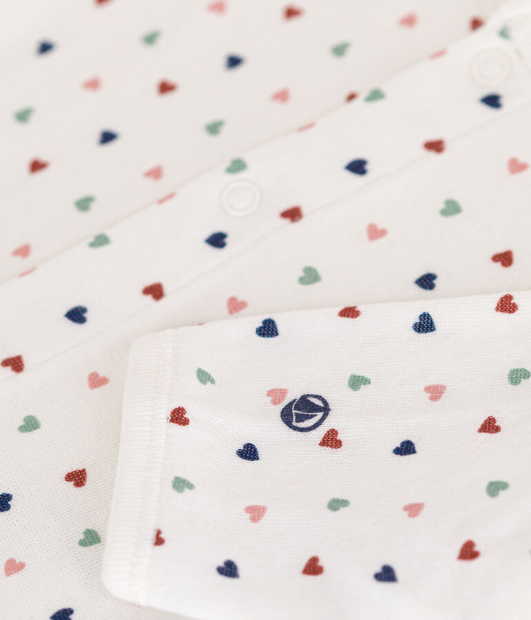 Bodyjama van tubic met kleine hartjes voor baby's wit/multicouleur
