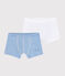 Set van 2 jongensboxershorts van ribstof met dunne, blauwe strepen variante 1