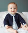 Rompertje voor pasgeborenen lange mouwen babyjongen van gebreide stof wit MARSHMALLOW/blauw TOUDOU/ MULTICO