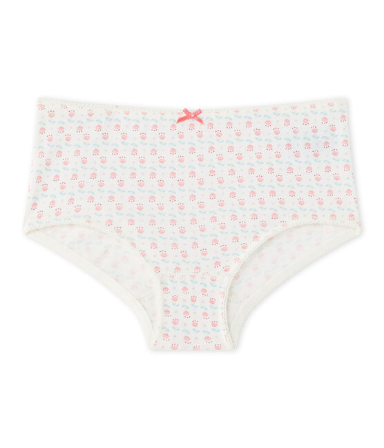 Meisjesshorty in stretchjersey met dessin wit LAIT/wit MULTICO