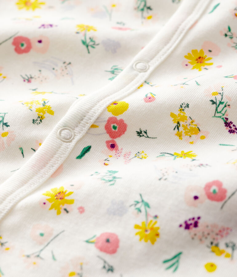 Cardigan en coton b&eacute;b&eacute; fille. blanc MARSHMALLOW/blanc MULTICO