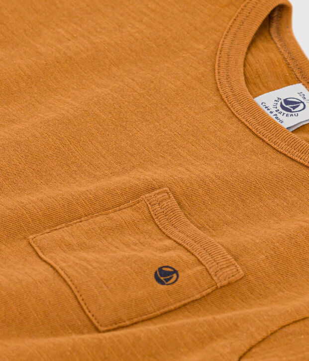T-shirt met korte mouwen in gevlamde jersey voor babyjongens. bruin