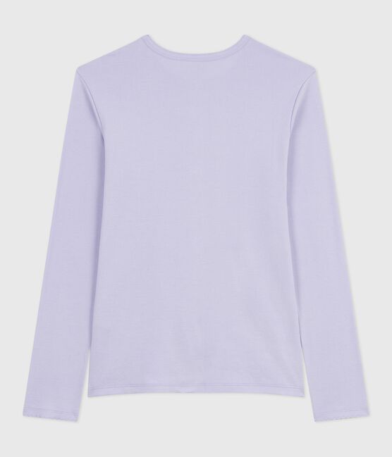 Katoenen dames-T-shirt met lange mouwen en kartelrandje - L'Iconique purper PARME