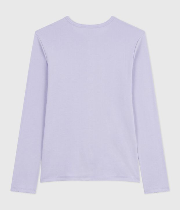 Tee-shirt femme l'iconique cocotte en coton manches longues violet clair