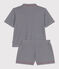 Gestreepte katoenen pyjama met knopen voor dames blauw/wit