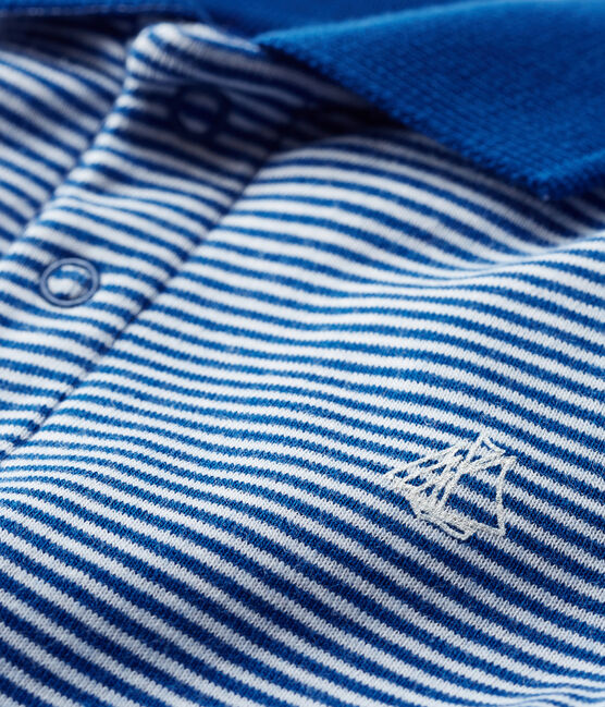 Body polo rayure milleraies bébé garçon bleu LIMOGES/blanc MARSHMALLOW