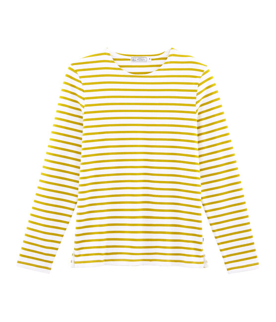 Marinière iconique homme blanc MARSHMALLOW/jaune BAMBOO