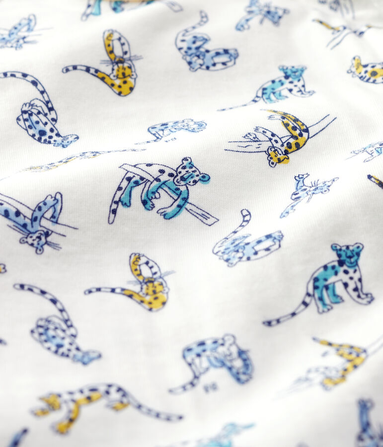 Katoenen slaappakje met panterprint wit/multicouleur