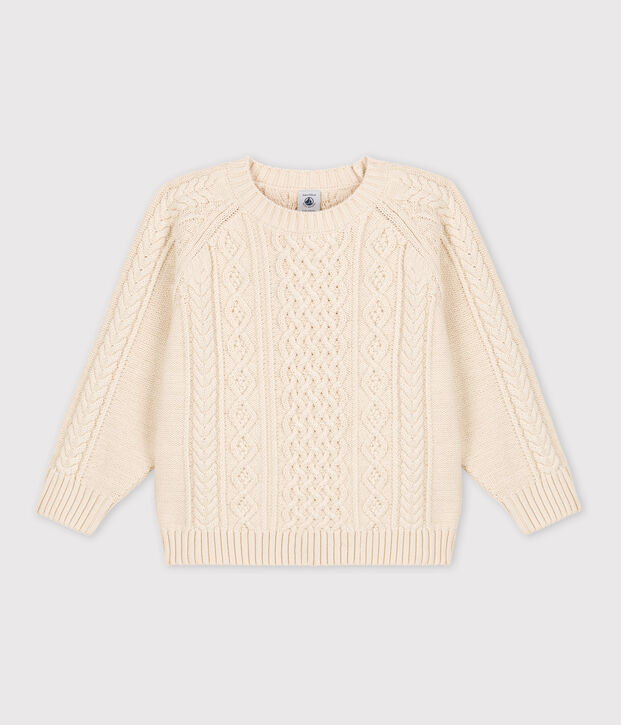 Ierse trui voor jongens/meisjes in katoen ecru