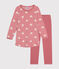 Nachthemd van velours met hartjesprint voor kinderen roze ROSEWOOD/ MARSHMALLOW