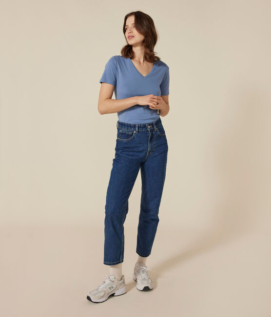 L'Iconique, effen katoenen T-shirt voor dames blauw BEACH
