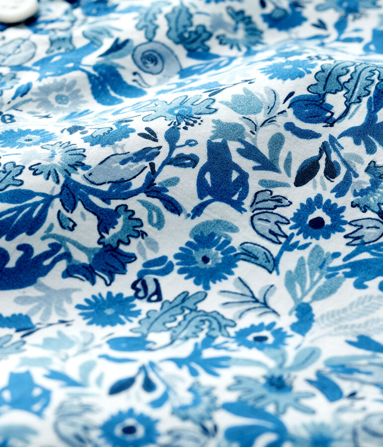 Popeline overhemd met lange mouwen voor babyjongens wit MARSHMALLOW/wit MULTICO