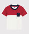 Katoenen T-shirt met korte mouwen voor jongens rood TERKUIT/wit MARSHMALLOW
