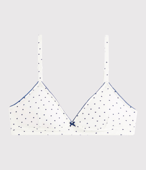 Soutien-gorge paddé mini cœurs fille blanc MARSHMALLOW/bleu MEDIEVAL